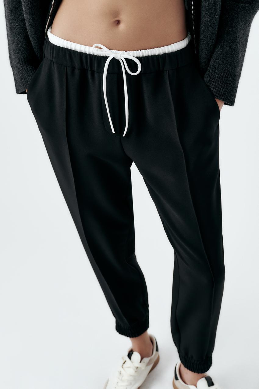 TROUSERS WITH WAISTBAND DETAIL - Black