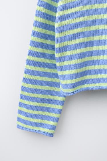 PULL EN MAILLE À RAYURES - Citron vert de Zara - Image 3