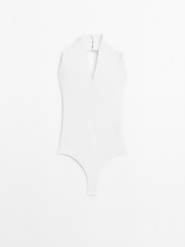 Body punto halter cuello pico - STUDIO - Blanco de Zara