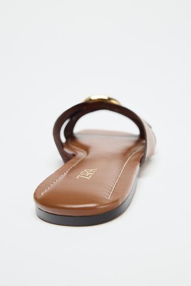 CROSSOVER SANDALS WITH METAL DETAIL - Brown by Zara - Image 5