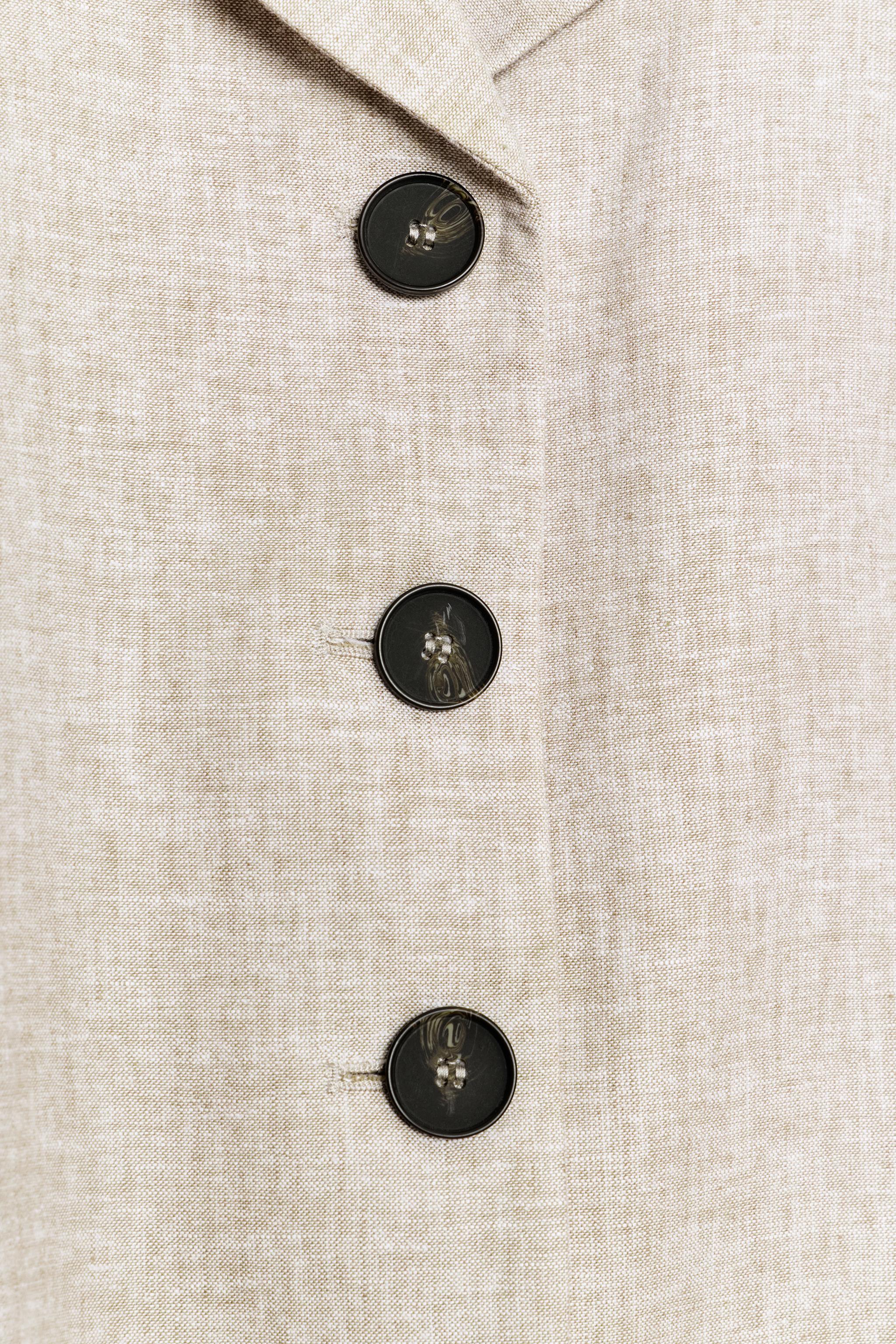 Женские пиджаки Zara STRAIGHT CUT LINEN BLAZER WITH DARTS — фото 9