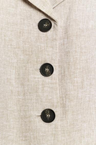 STRAIGHT DARTED LINEN BLEND BLAZER - Sand / Marl by Zara - Image 8
