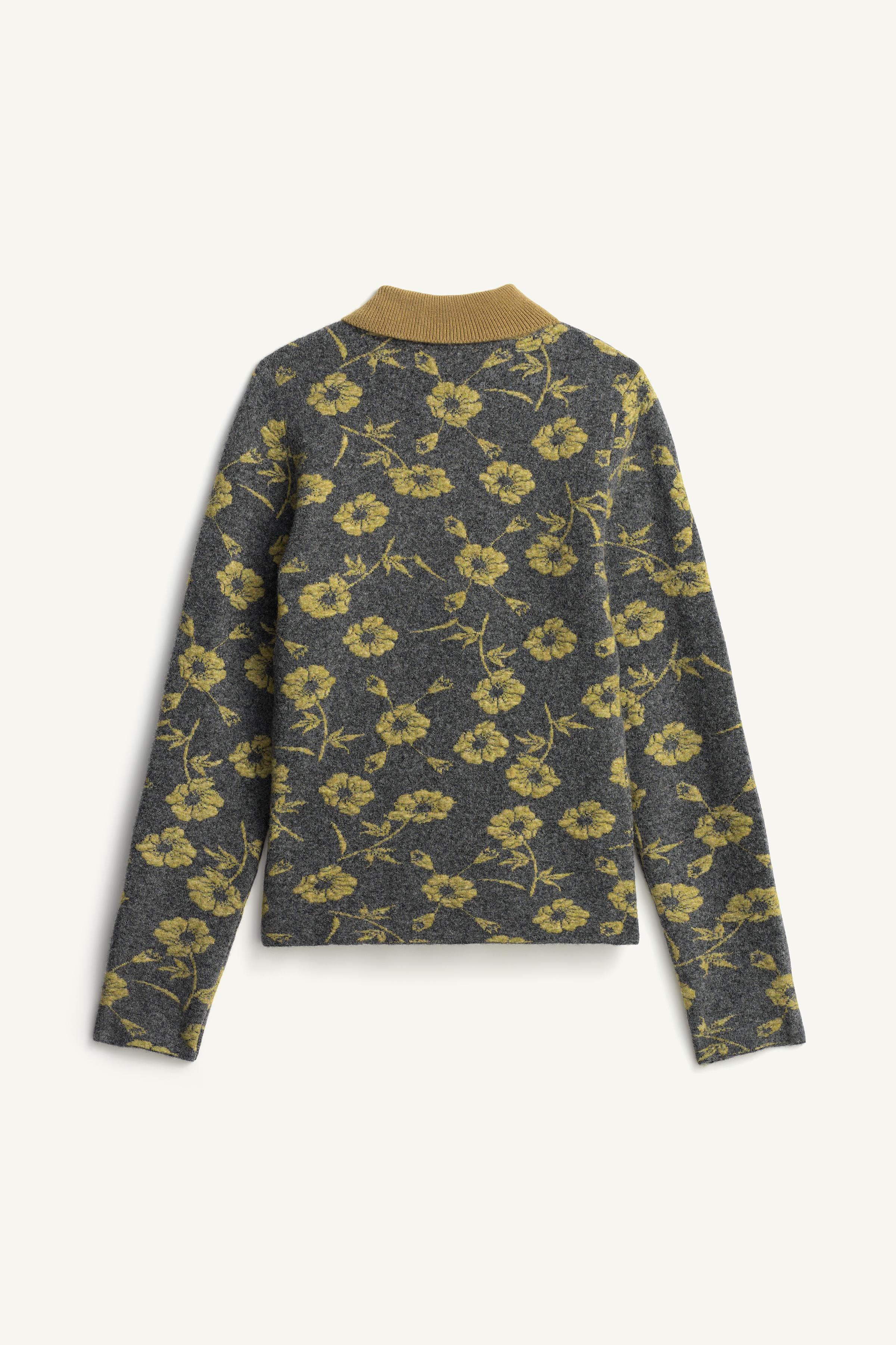 LIMITED EDITION FLORAL JACQUARD POLO COLLAR SWEATER