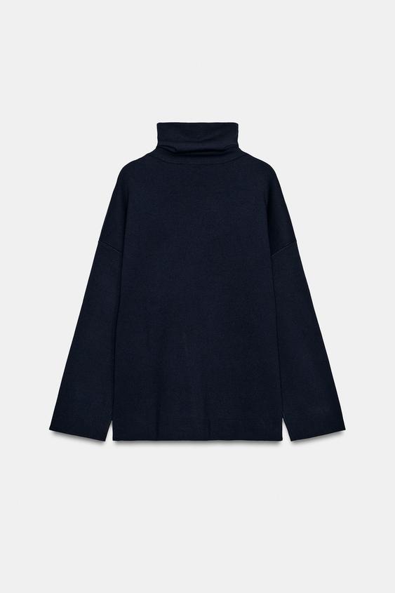 PULL EN MAILLE À COL MONTANT - Bleu marine de Zara - Image 5