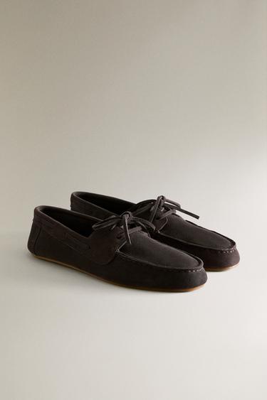 LEATHER LOAFERS - Brown by Zara - Image 1