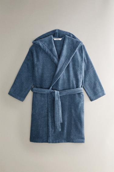Zara HOODED BATHROBE (360 GXM²) - Mid-blue - Image 0