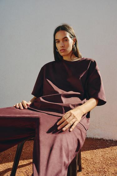 FAUX SUEDE TOP - Burgundy by Zara