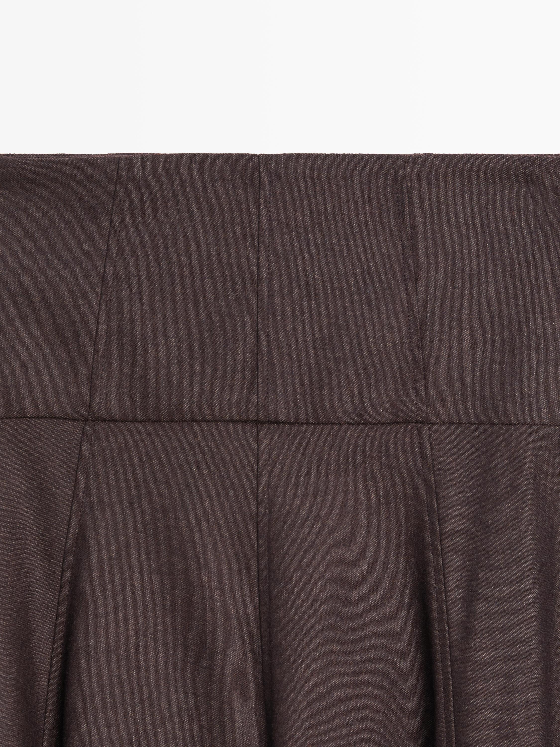 Wool blend midi skirt with yoke