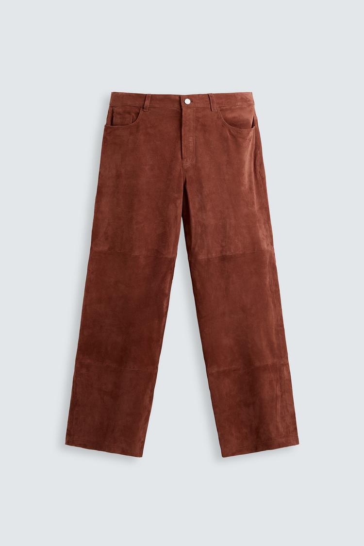 LIMITED EDITION SUEDE LEATHER TROUSERS Russet ZARA United Kingdom