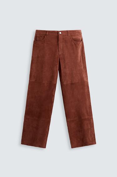 بنطلون من جلد السويدي LIMITED EDITION - مرجلي الخاص بـ Zara