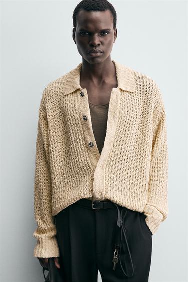 TEXTURED KNIT CARDIGAN - Ecru by Zara