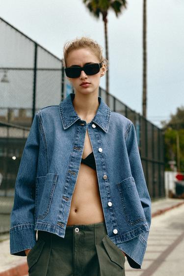 Z1975 CROPPED DENIM JACKET - Mid-blue by Zara