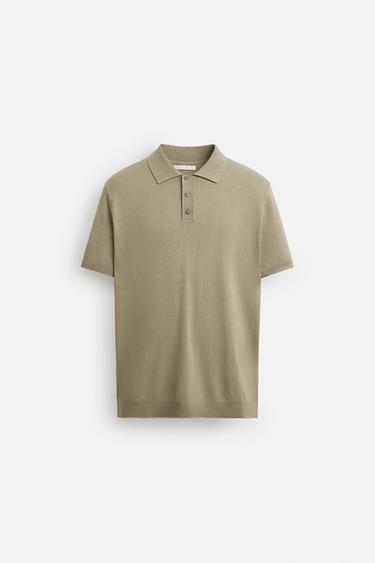 POLO PUNTO MEZCLA VISCOSA - Verde claro de Zara
