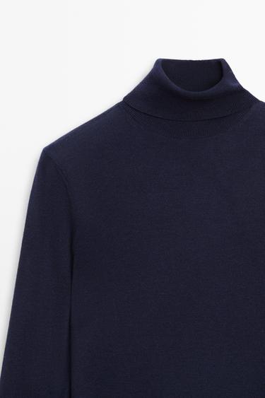 Wool-blend turtleneck knit sweater — Navy blue 2