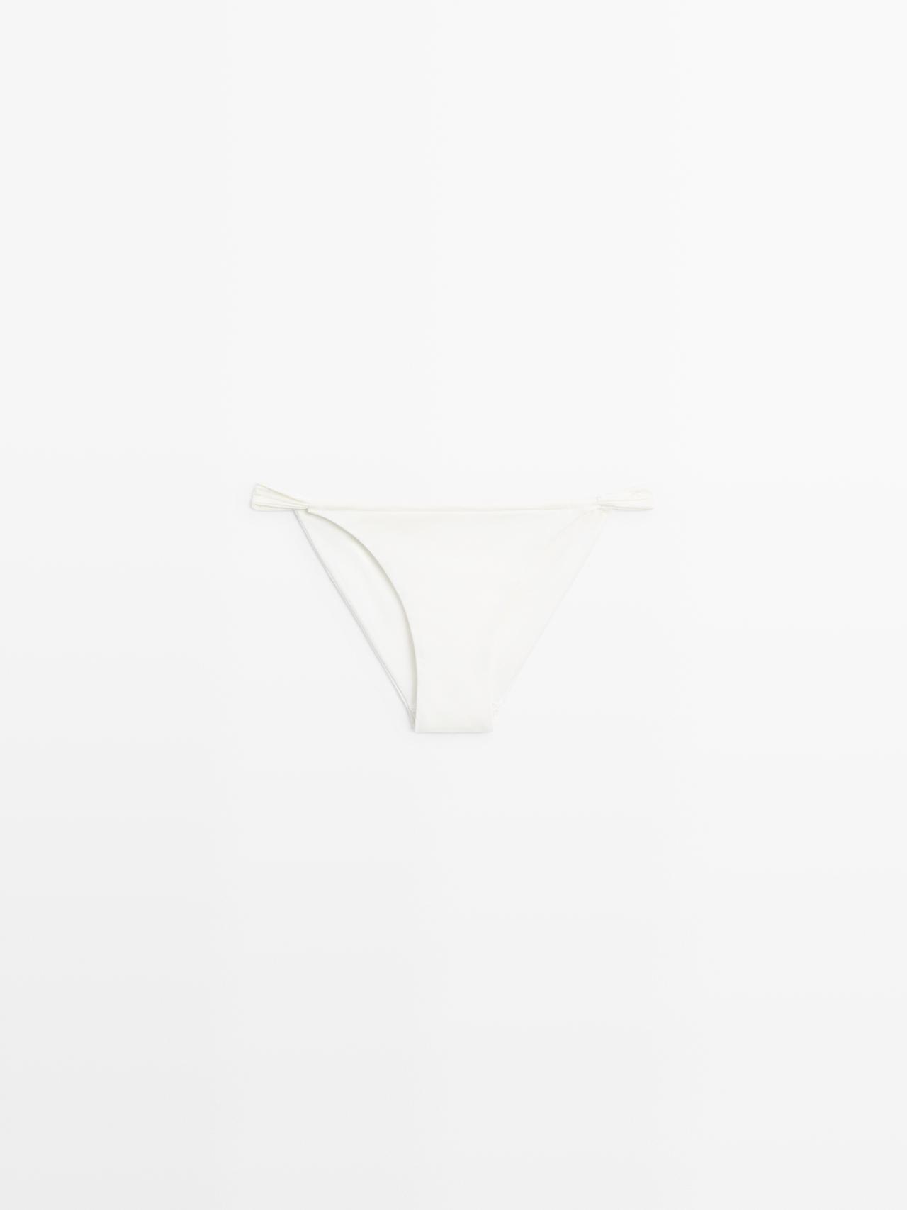 Gathered bikini bottoms — Oyster-white