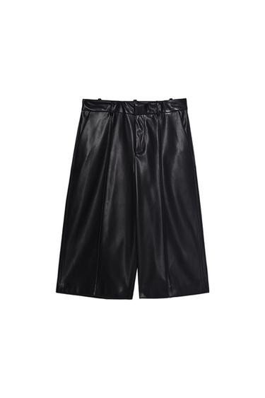 FAUX LEATHER BERMUDA SHORTS