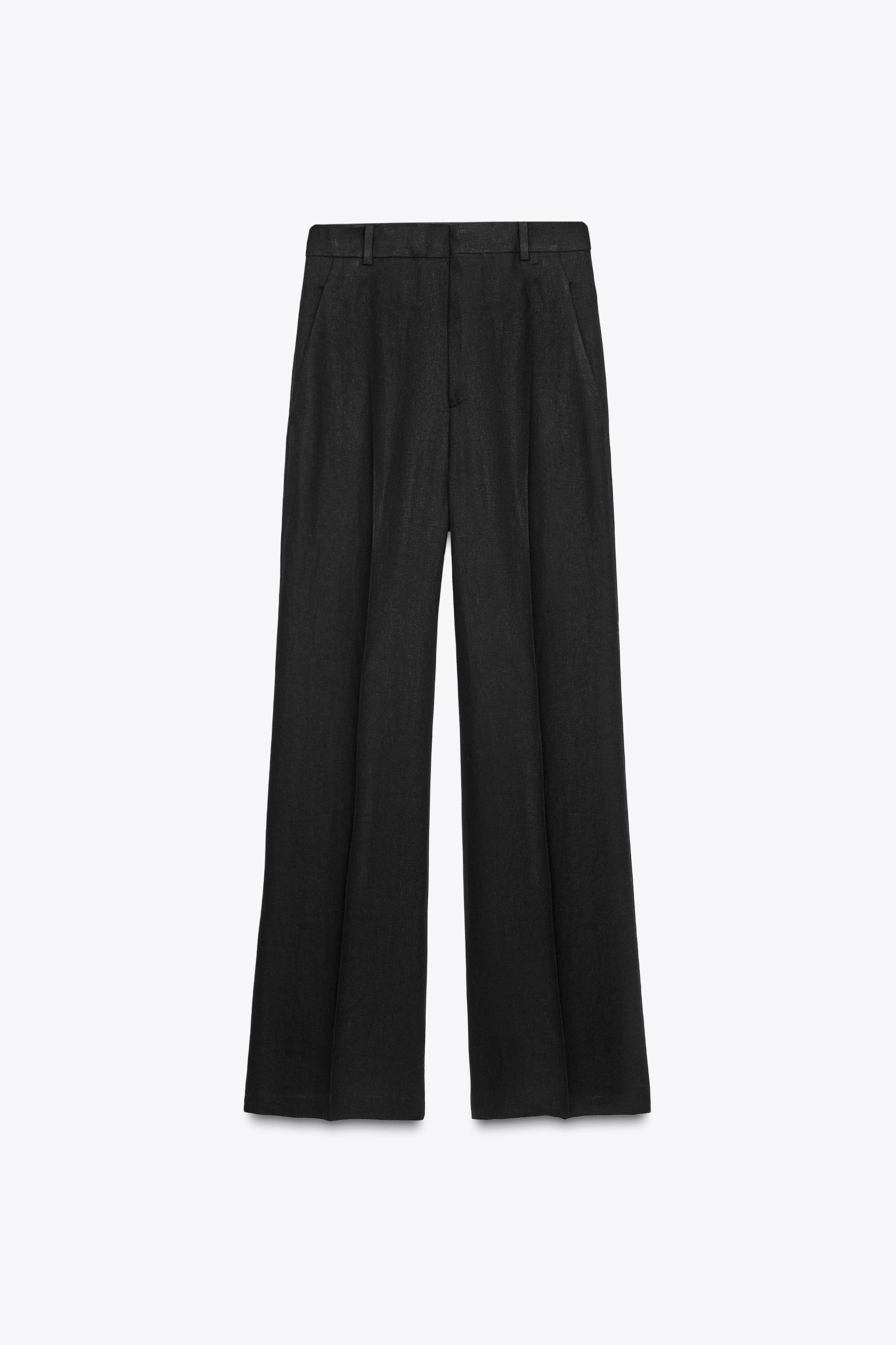 LINEN BLEND BUCKLE PANTS ZW COLLECTION - Black | ZARA United