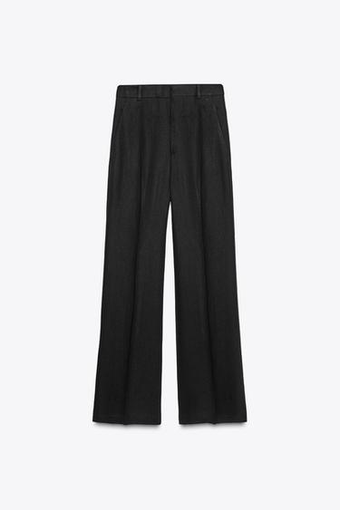 BUCKLE LINEN BLEND TROUSERS ZW COLLECTION - Black by Zara