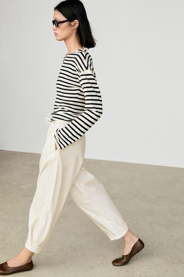 Zara 100% cotton long sleeve striped sweater - Navy blue
