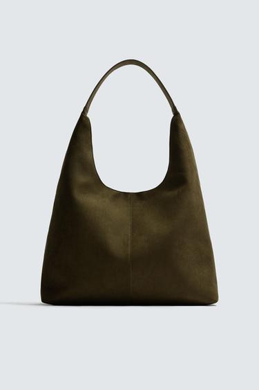 BOLSO SHOPPER LISO - Verde Caqui de Zara