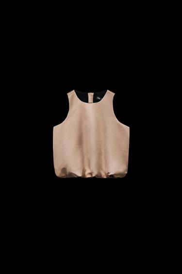 SATIN BALLOON TOP - Mink by Zara - Image 0