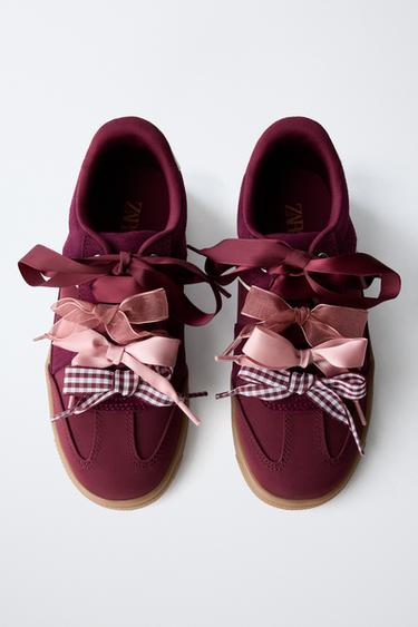 BOW DETAIL TRAINERS - Maroon by Zara - Image 4