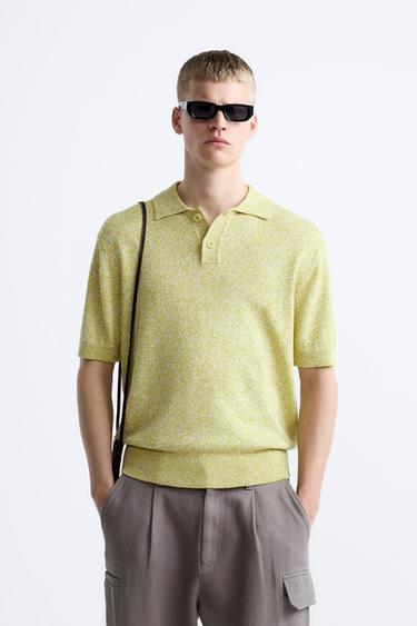 Zara JACQUARD KNIT POLO - Green