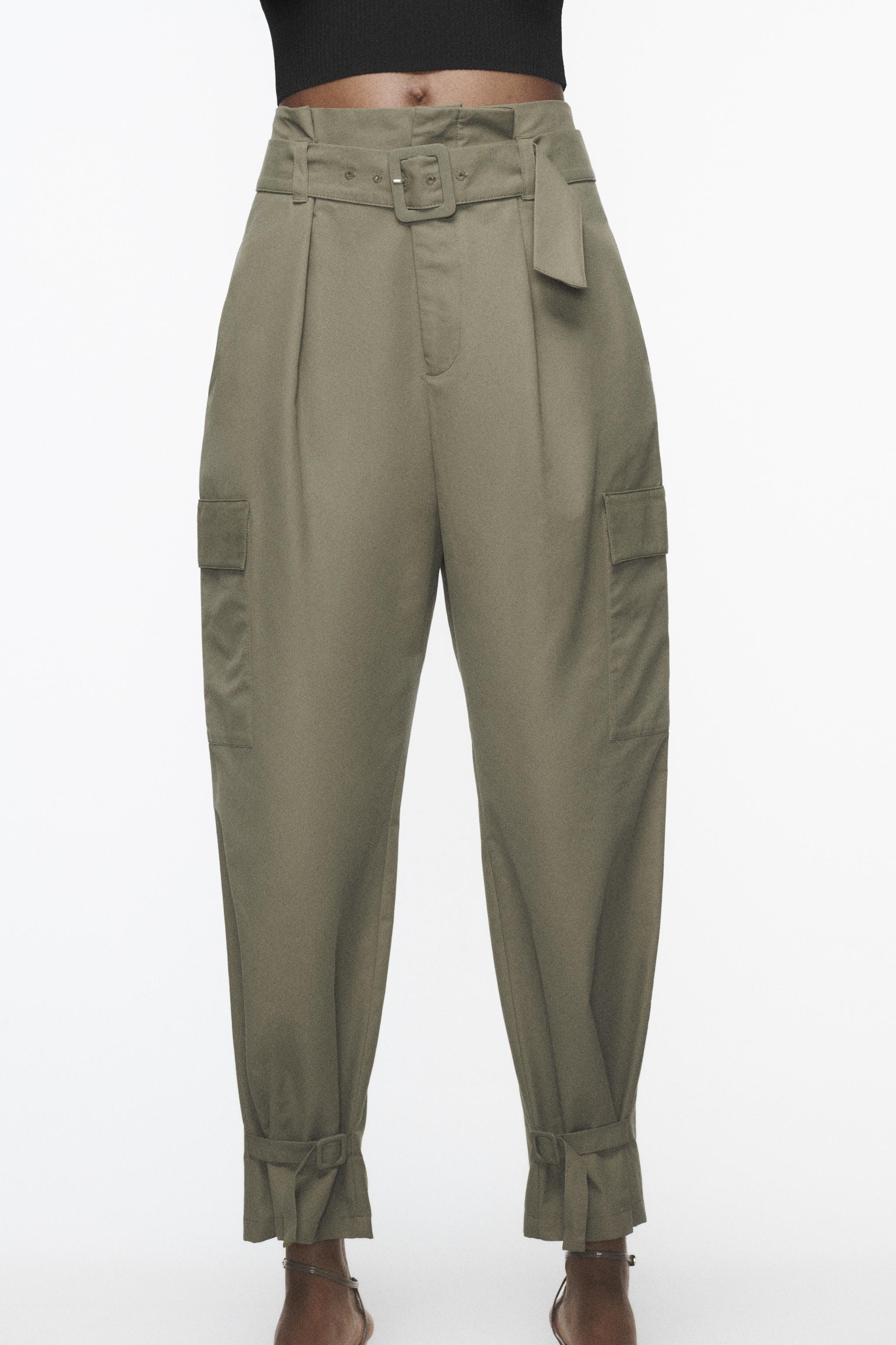 BELTED CARGO TROUSERS - Khaki | ZARA South Africa