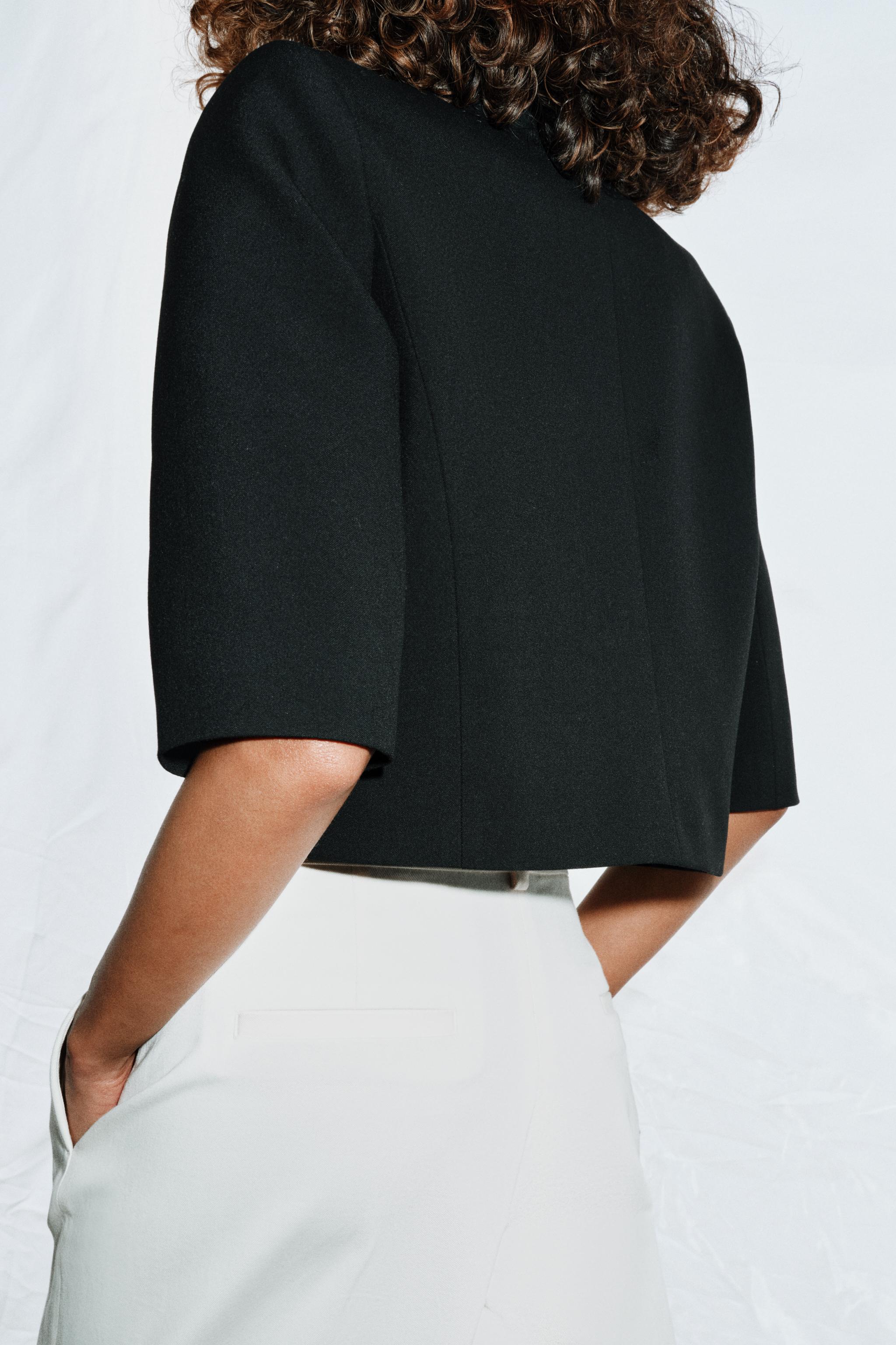 ZW COLLECTION KISA KOLLU CROP BLAZER - Görsel 3