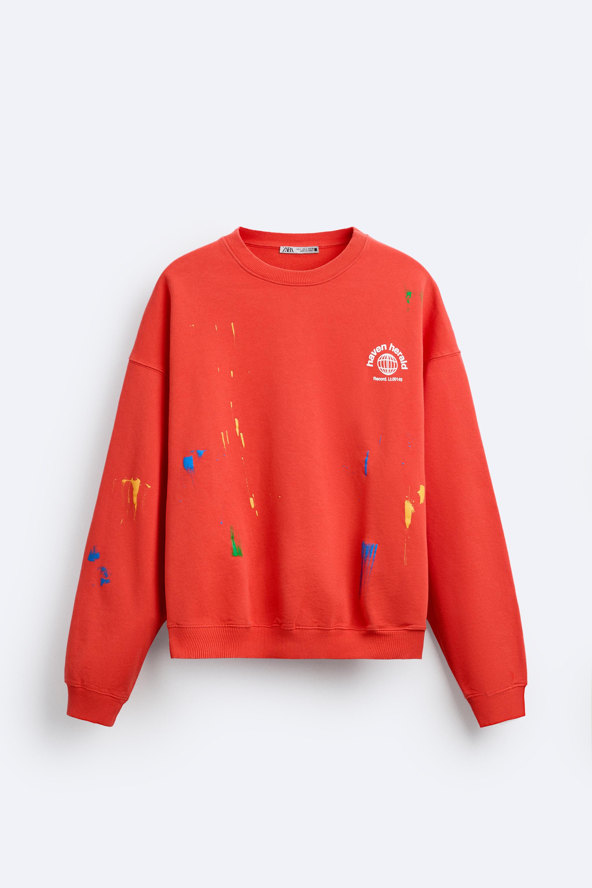 PAINT SPLATTER SLOGAN SWEATSHIRT Red ZARA United Kingdom