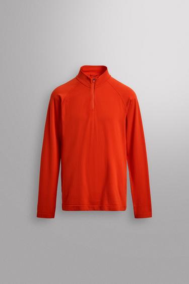 COMPRESSION QUARTER-ZIP SKI T-SHIRT - Intense red by Zara