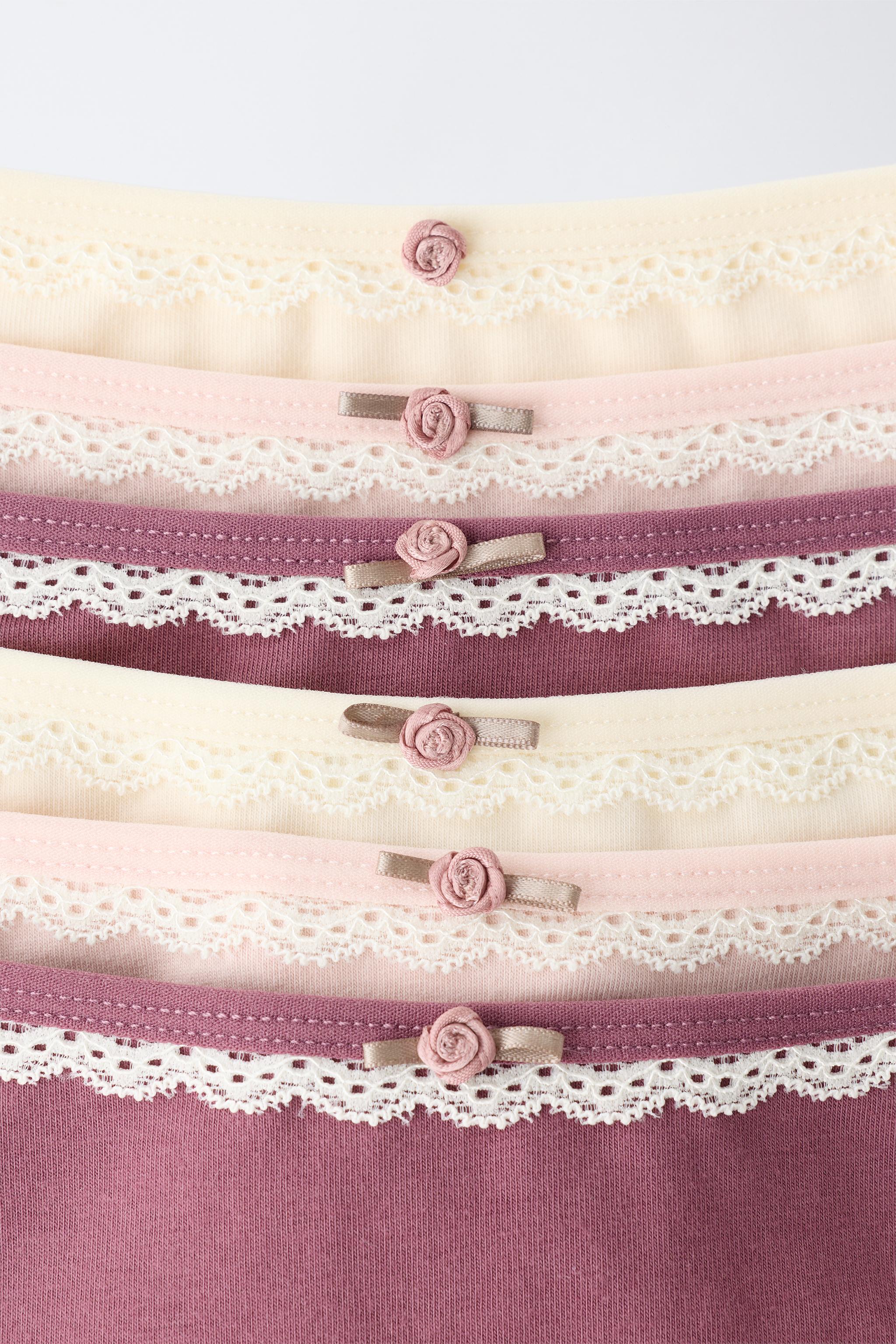 6-14 ANS / LOT DE SIX CULOTTES DENTELLE ET FLEUR