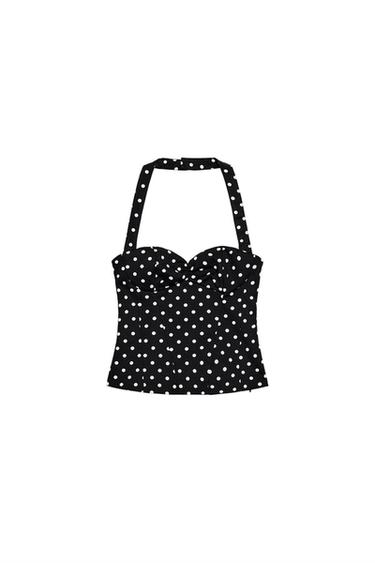 HALTERNECK SWEETHEART NECK TOP WITH DOTS
