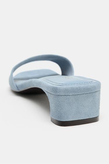 SANDALES À TALONS EN DAIM - Bleu de Zara - Image 5