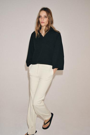 KNIT POLO JUMPER - Black by Zara - Image 4