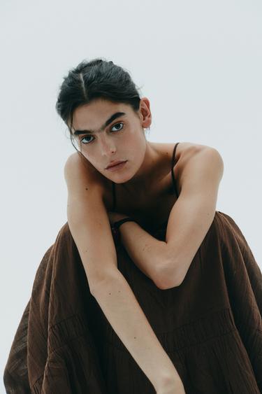 GAUZE MIDI DRESS - Brown by Zara - Image 5