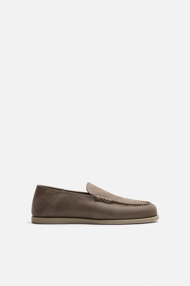 Zara CASUAL LEATHER LOAFERS - Gray