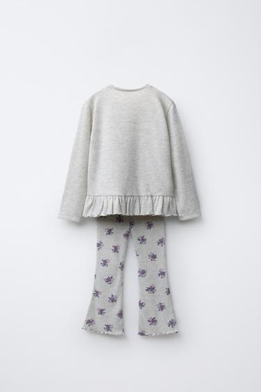 ENSEMBLE T-SHIRT ET LEGGING TOUCHER DOUX IMPRIMÉ - Gris chiné de Zara - Image 1