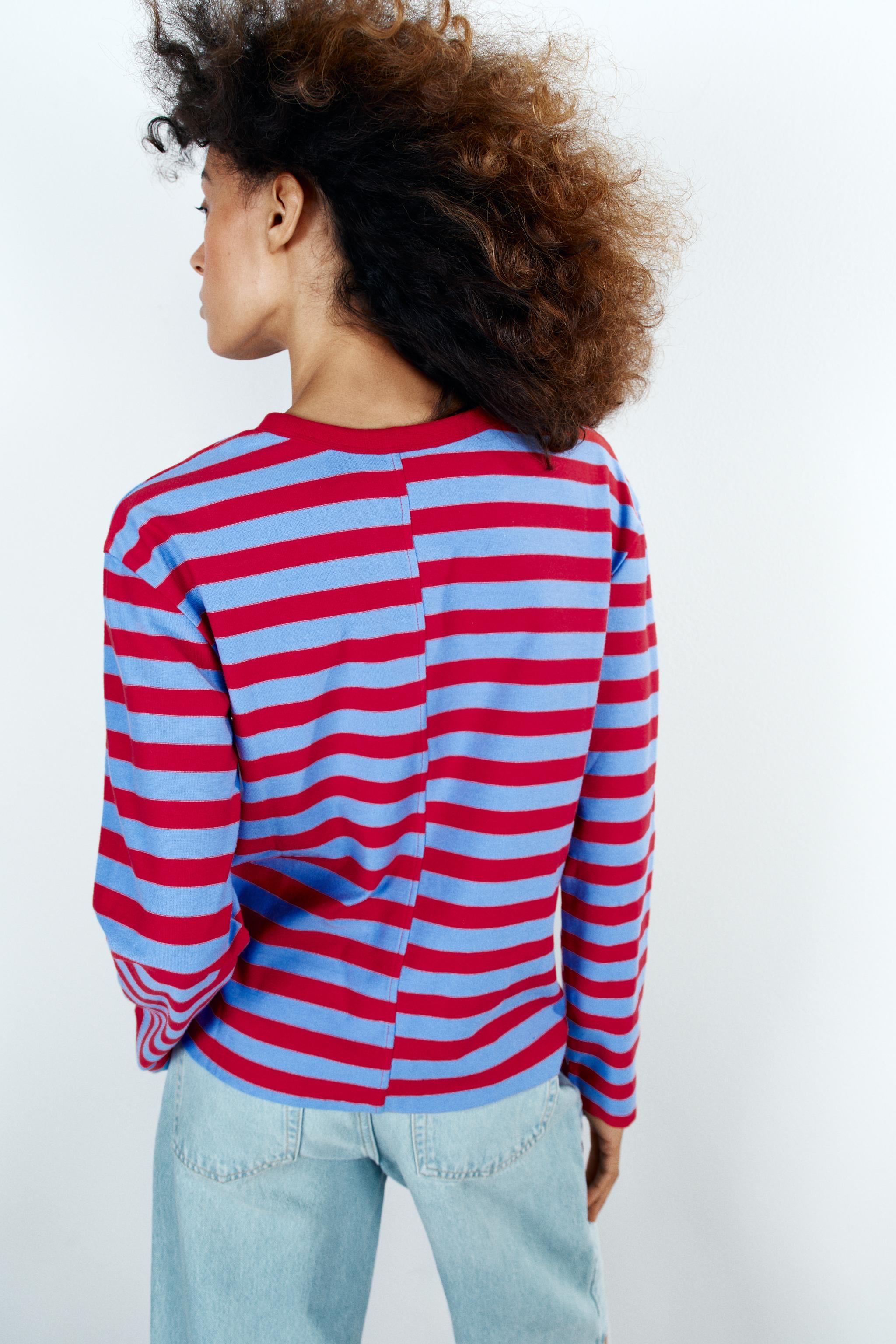 Женские футболки Zara STRIPED CREW NECK T-SHIRT — фото 6