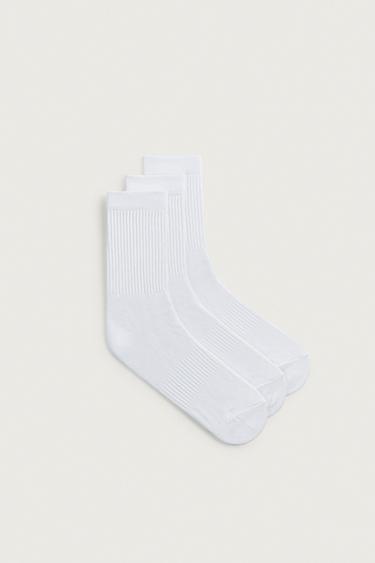 CALCETINES RIB BÁSICO PACK 3 - Blanco de Zara