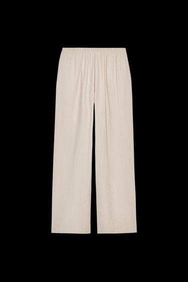 WEITE HOSE MIT ELASTISCHEM BUND - Sandfarben von Zara