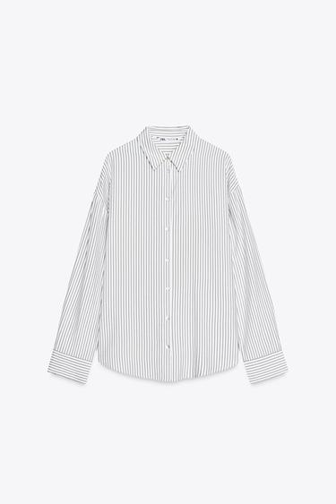 OVERSIZE STRIPED SHIRT - White / Green by Zara - Image 2
