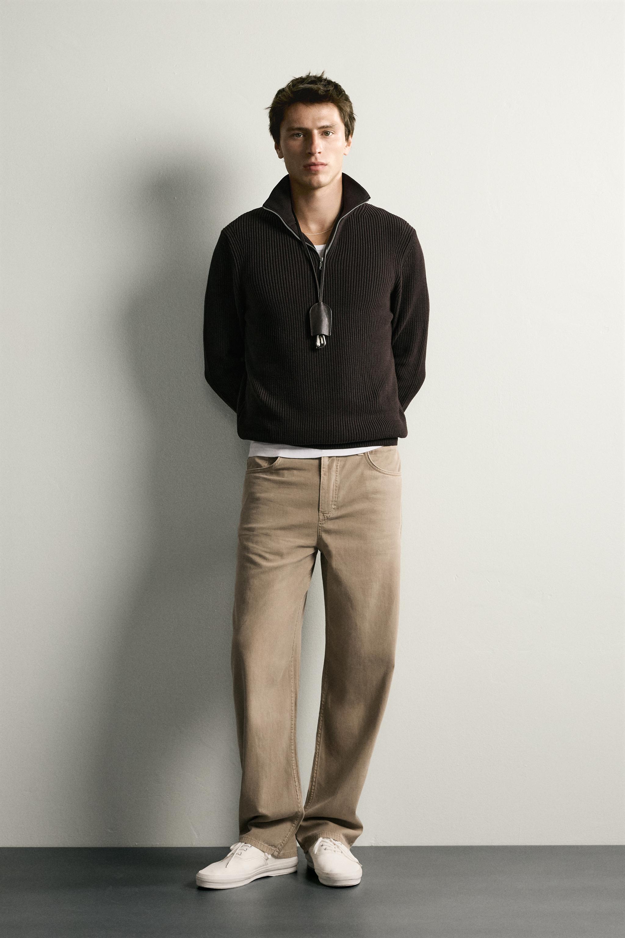 Мужские свитеры Zara PURL KNIT QUARTER-ZIP SWEATER