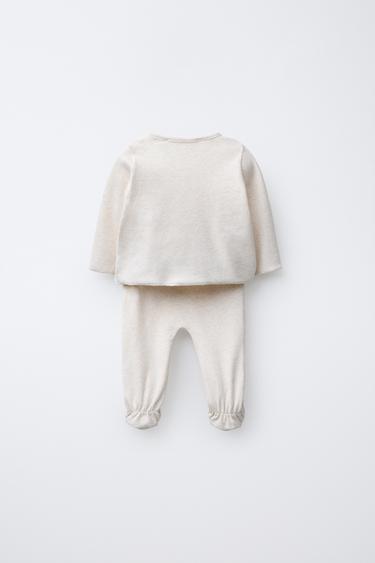 FIRST OUTFIT SET AND POUCH - Beige marl by Zara - Image 1