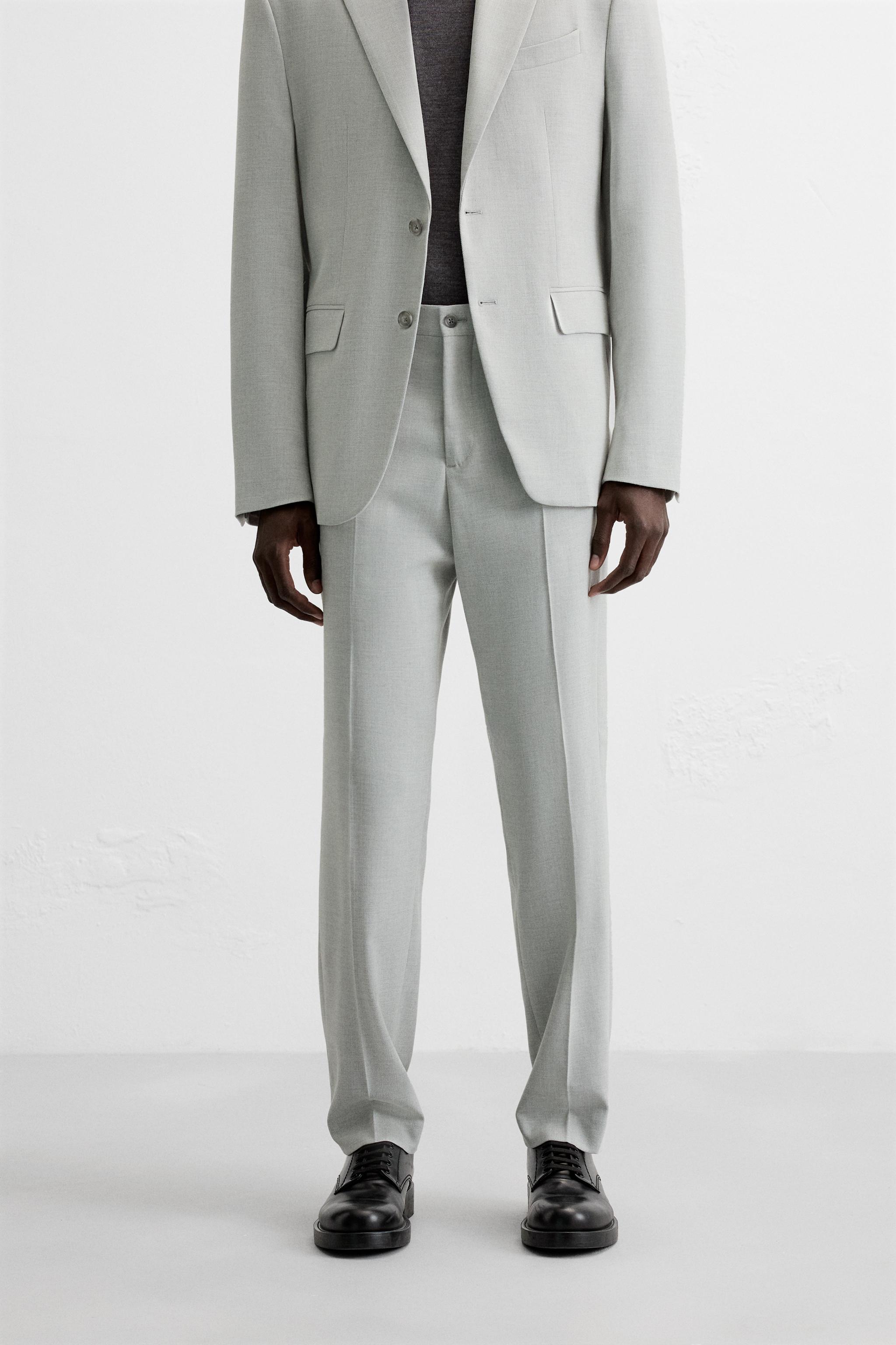 TEXTURED SUIT TROUSERS