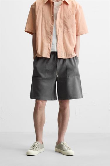 RELAXED FIT JOGGER BERMUDA SHORTS - Dark anthracite by Zara