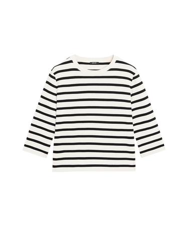 Camiseta rayas 100% algodón - Crudo de Zara