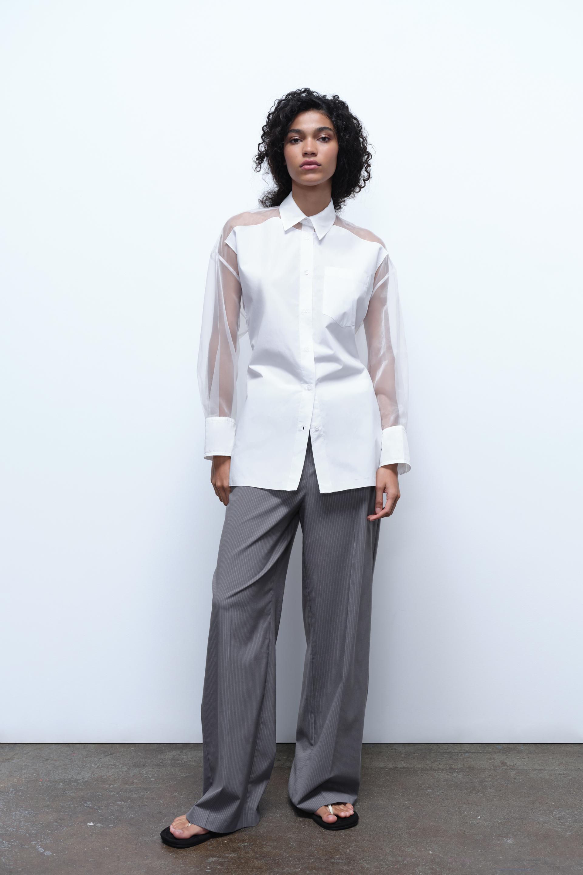 OVERSIZED POPLIN AND ORGANZA SHIRT White ZARA Canada