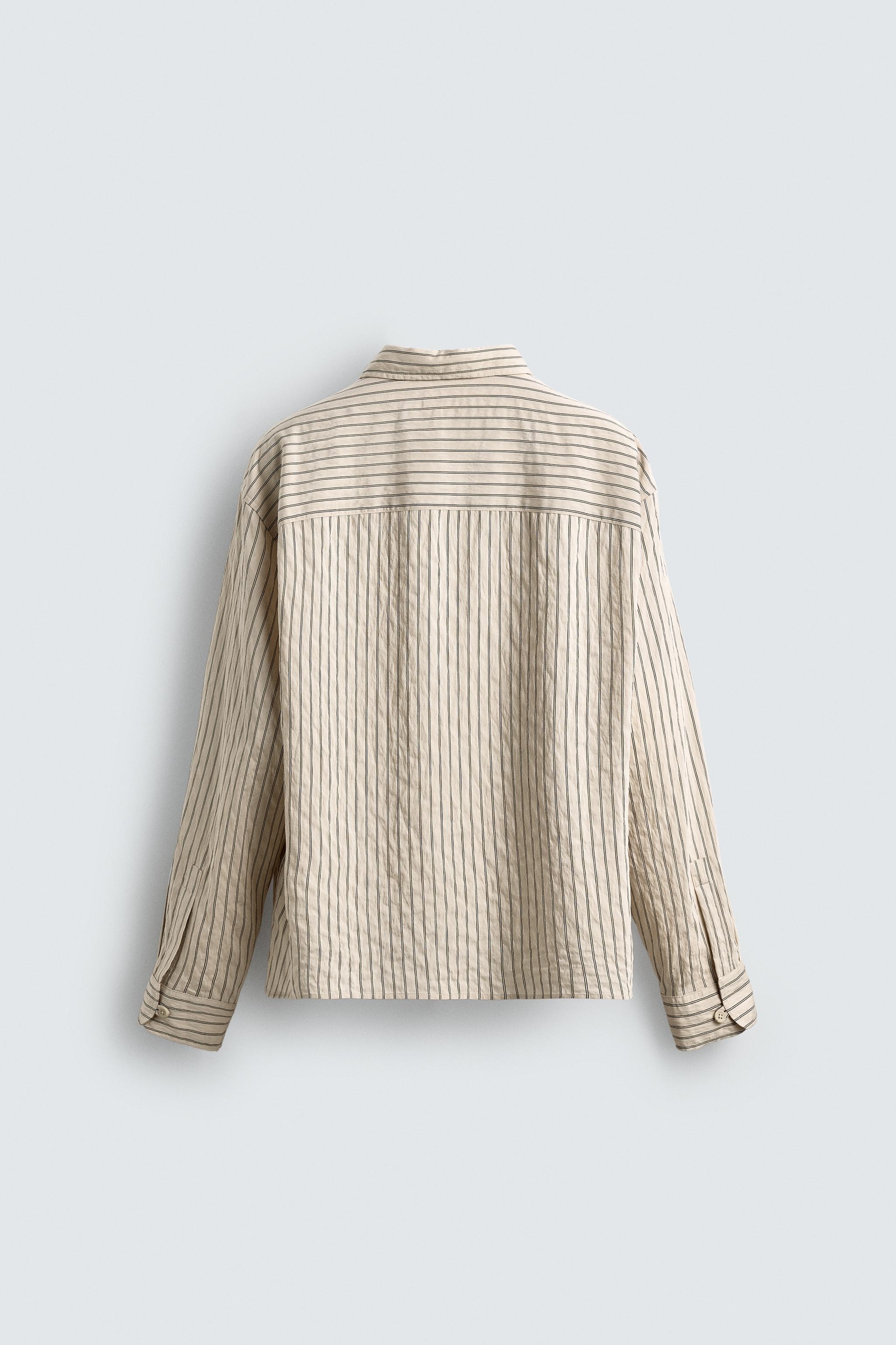 FLOWY WRINKLED EFFECT STRIPED SHIRT