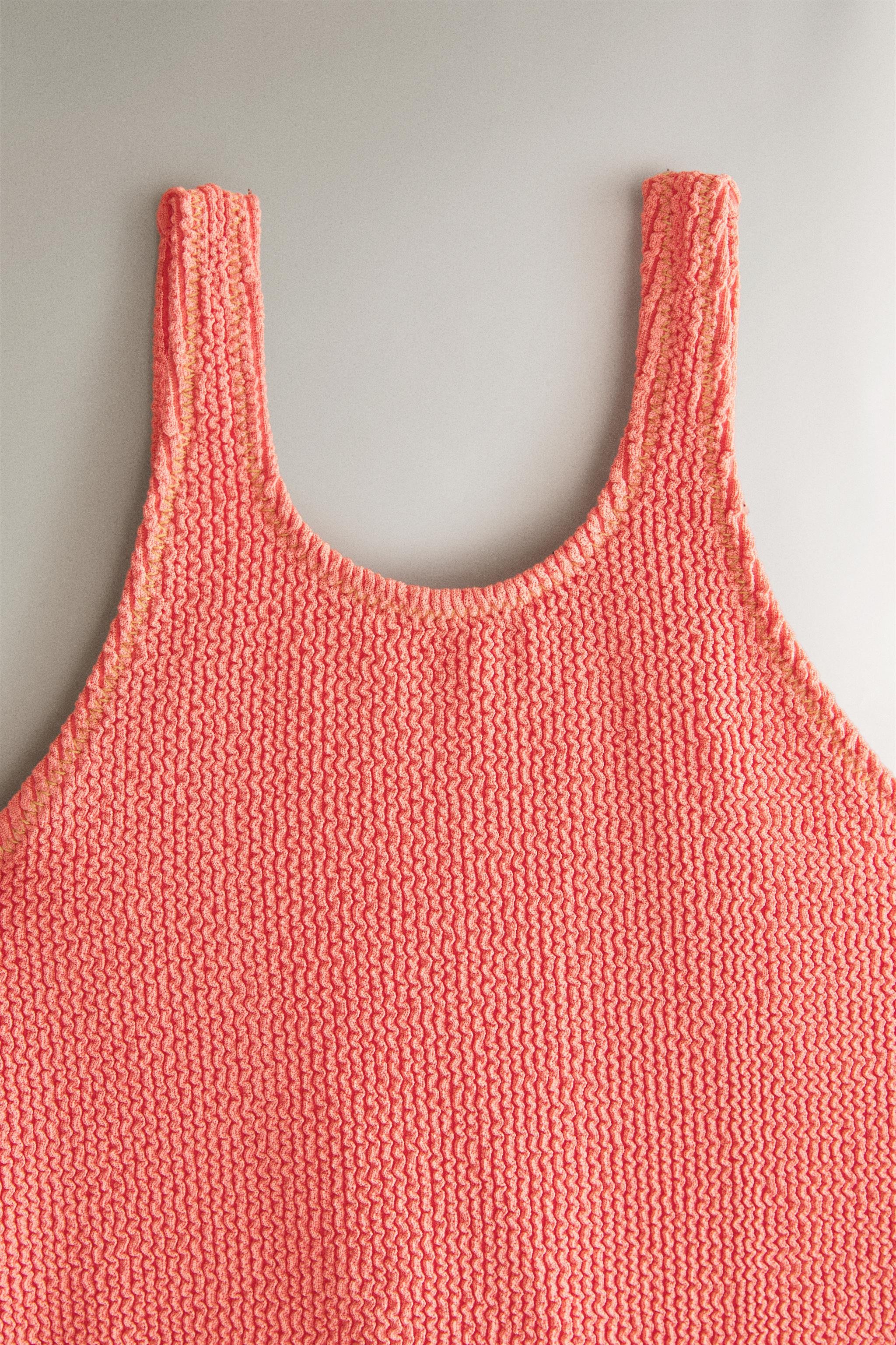 KIDS’ TEXTURED BEACH SWIMSUIT — Coral